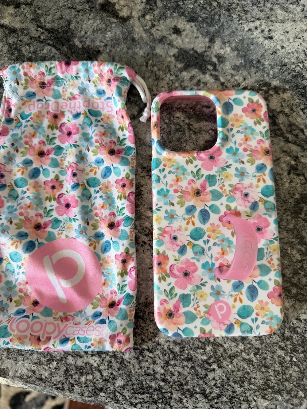 Loopy Case Floral Pink Blue Green White Phone Case for IPhone 15 Pro Max